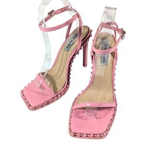 STEVE MADDEN! COTTON CANDY PINK PATENT LEATHER JEWELED STILETTO HEELS! SZ 6.5M